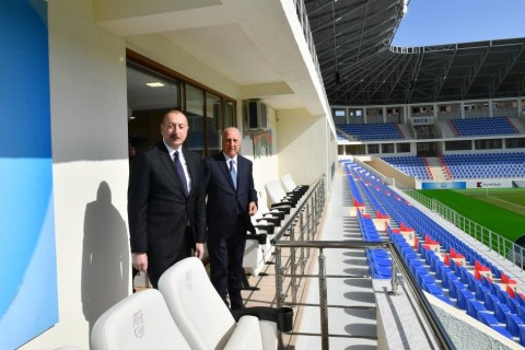 President Ilham Aliyev viewed conditions created in Mehdi Huseynzade Sumgayit City Stadium - PHOTO