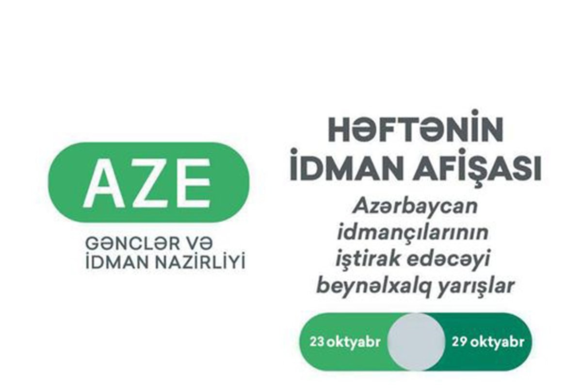 İdmançılarımızın iştirak edəcəyi beynəlxalq yarışlar üzrə HƏFTƏNİN İDMAN AFİŞASI