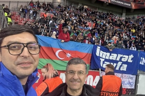 Farid Gayibov is watching live the match between "Qarabag" and "Bayer" in Germany - PHOTO