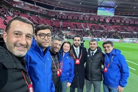 Farid Gayibov is watching live the match between "Qarabag" and "Bayer" in Germany - PHOTO