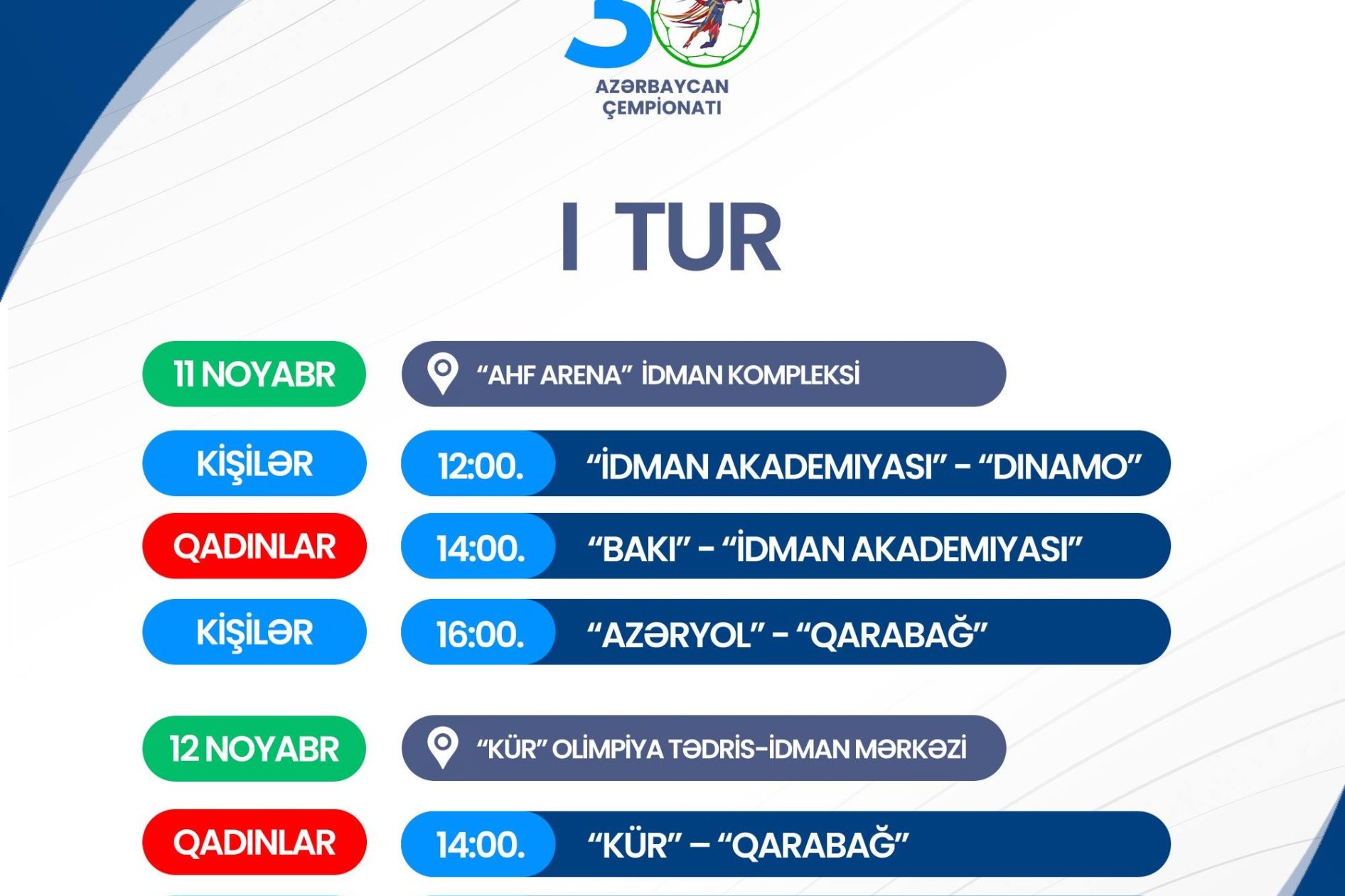 Həndbol üzrə 30-cu Azərbaycan çempionatına start veriləcək