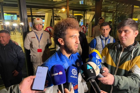 Азербайджанские боксеры, установившие рекорд на чемпионате Европы, вернулись на родину - ФОТО