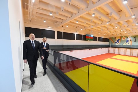 Prezident cüdo üzrə milli komandalar üçün Təlim-Məşq Mərkəzində yaradılan şəraitlə tanış olub - FOTO