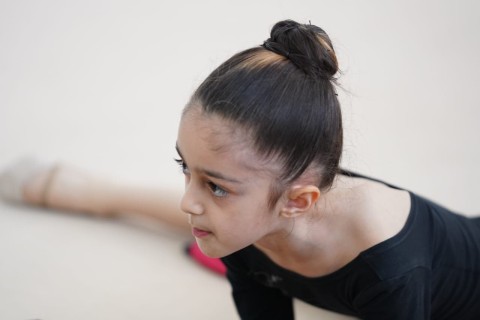 Gymnasts from Mingechevir at a training camp in Baku - PHOTO