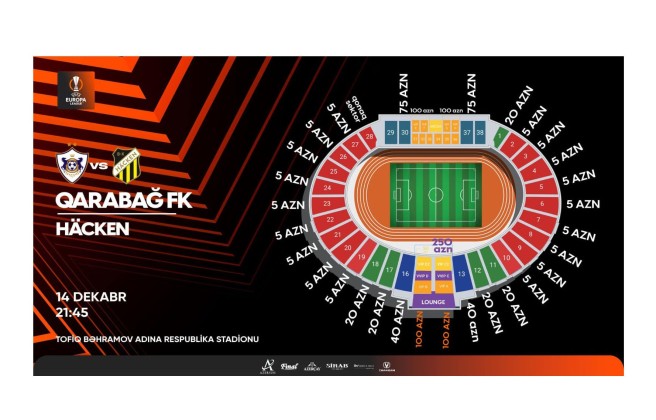 Цена билетов на матч "Карабах" - "Хаккен" составила 250 манатов