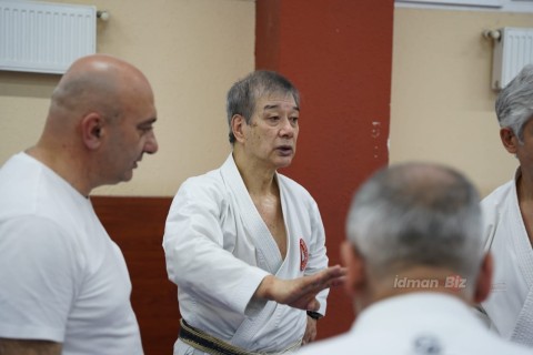 Hitoshi Kasuya, 9th degree black belt, at a seminar in Baku - PHOTO