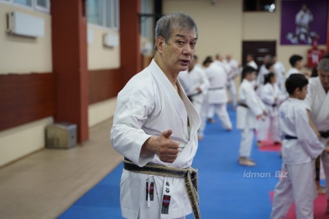 Hitoshi Kasuya, 9th degree black belt, at a seminar in Baku - PHOTO