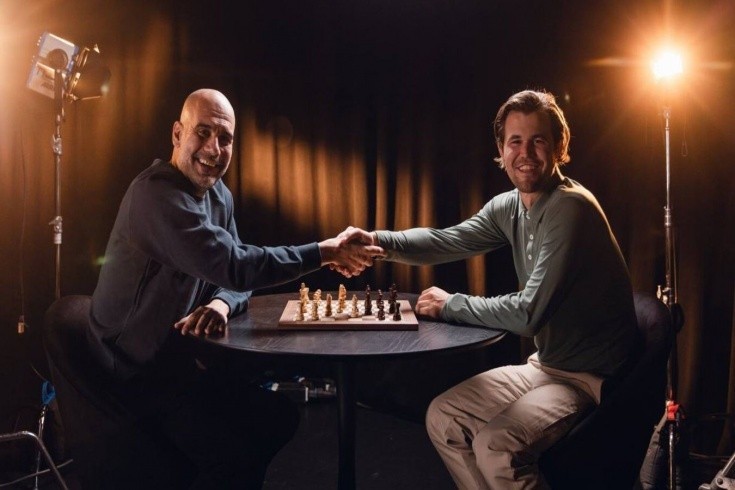 Магнус Карлсен и Хосеп Гвардиола сыграли в шахматы