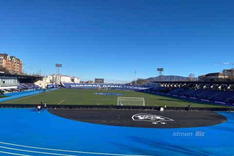Xankəndi şəhər stadionu tarixi oyuna hazırdır - FOTO - VİDEO