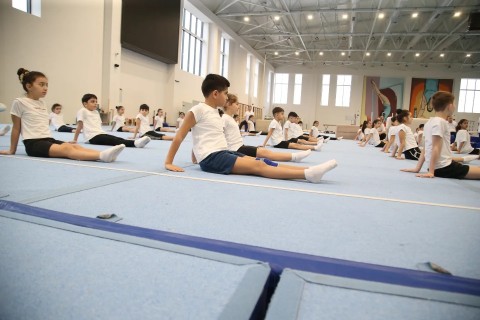 6 qat dünya çempionu Milli Gimnastika Arenasında ustad dərsi keçir - FOTO