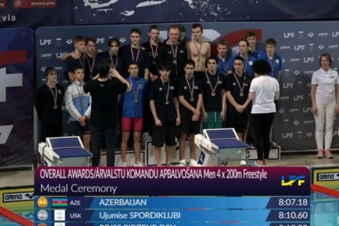 Azerbaijani swimming team won a gold medal in Riga - PHOTO