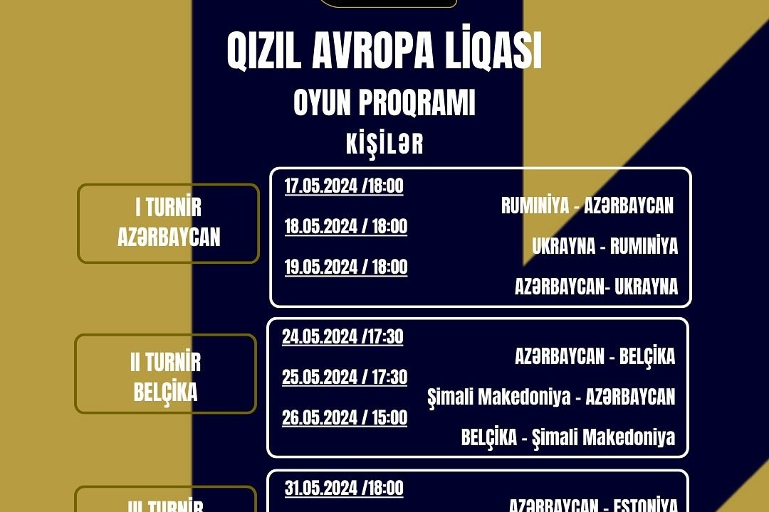 Golden European League: Calendar for national teams