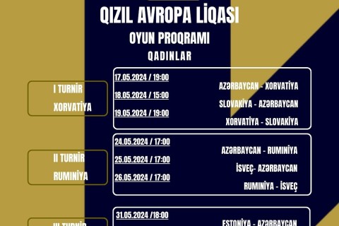 Golden European League: Calendar for national teams