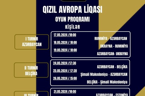 Voleybol yığmalarımızın təqvimi -  Qızıl Avropa Liqasında