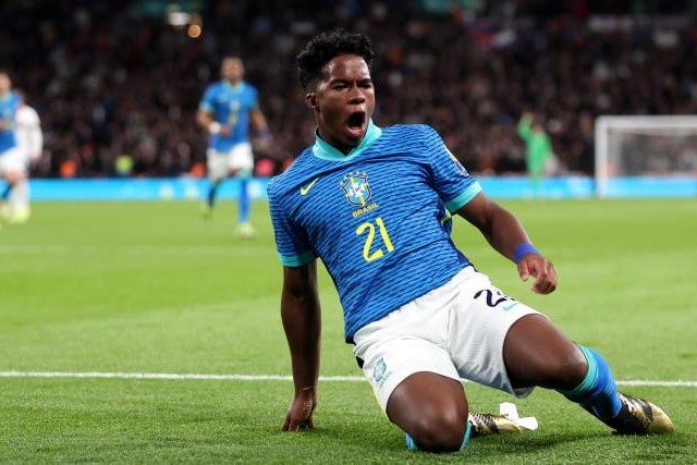 Endrick's first at Wembley, 4th in Brazil