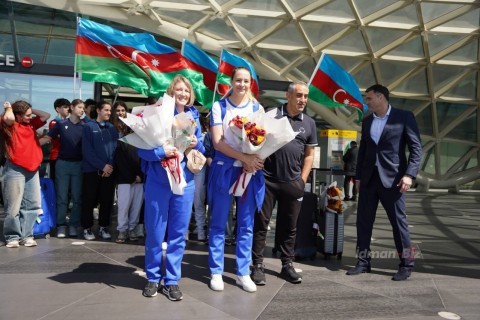 Сборная Азербайджана по баскетболу вернулась на родину - ФОТО - ВИДЕО