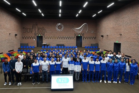 Farid Gayibov met with Azerbaijani successful athletes - PHOTO