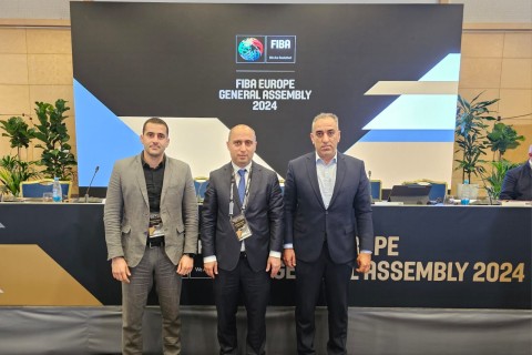 Emin Amrullayev at the General Assembly of FIBA ​​Europe