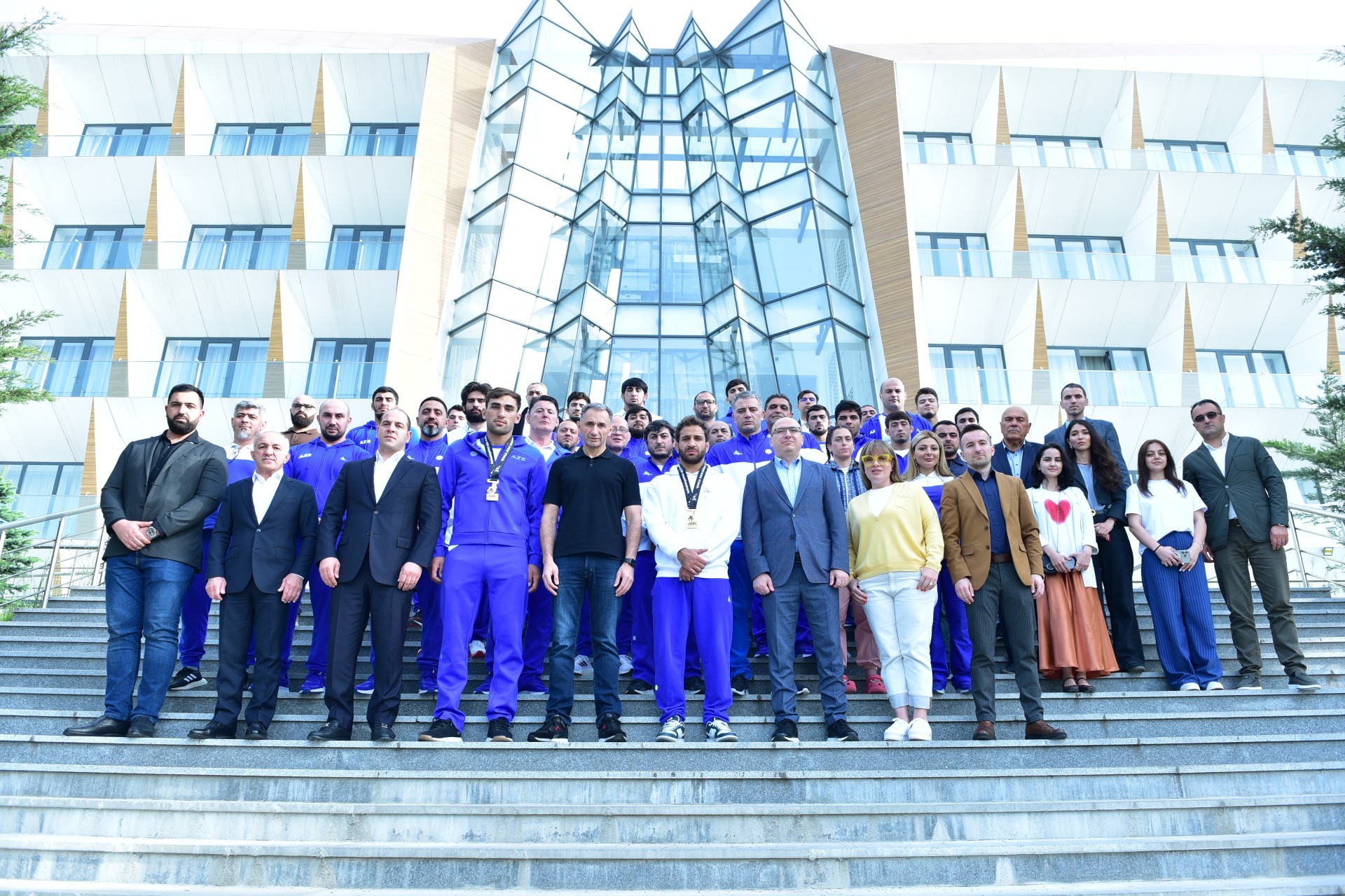 Rəşad Nəbiyev dünya çempionları ilə görüşüb - FOTO