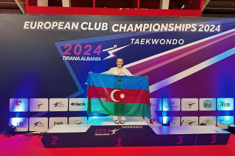 Azerbaijani taekwondo player won a silver medal at the European interclub championship - PHOTO