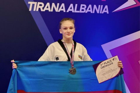 Azerbaijani taekwondo player won a silver medal at the European interclub championship - PHOTO