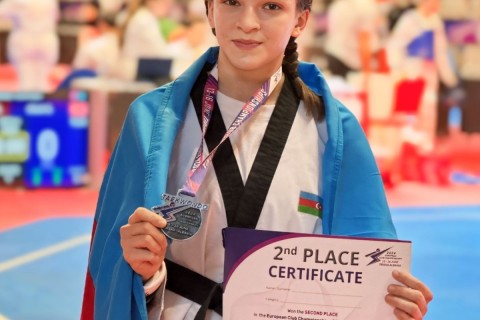 Azerbaijani taekwondo player won a silver medal at the European interclub championship - PHOTO