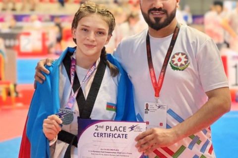 Azerbaijani taekwondo player won a silver medal at the European interclub championship - PHOTO