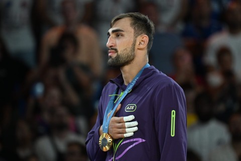 Paris-2024: Zelim Kotsoyevin çempionluq şərəfinə Azərbaycan Himni səsləndirilib - FOTO - VİDEO