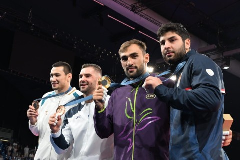 Paris-2024: Zelim Kotsoyevin çempionluq şərəfinə Azərbaycan Himni səsləndirilib - FOTO - VİDEO