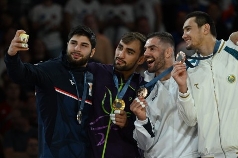 Paris-2024: Zelim Kotsoyevin çempionluq şərəfinə Azərbaycan Himni səsləndirilib - FOTO - VİDEO
