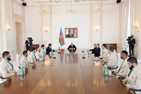 President Ilham Aliyev received Azerbaijani athletes who won medals at Paris Summer Olympic Games and their coaches - VIDEO - PHOTO