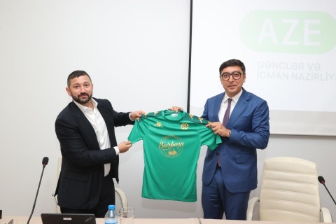 Farid Gayibov Meets with Champions League Winners, Birbasha Baku Team - PHOTO