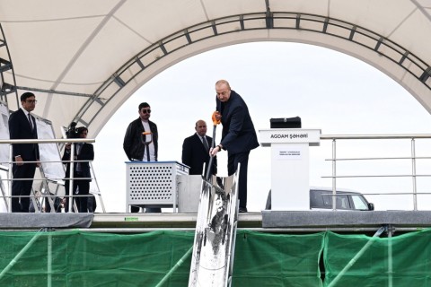 Президент Ильхам Алиев заложил фундамент стадиона "Имарет" в городе Агдам - ФОТО