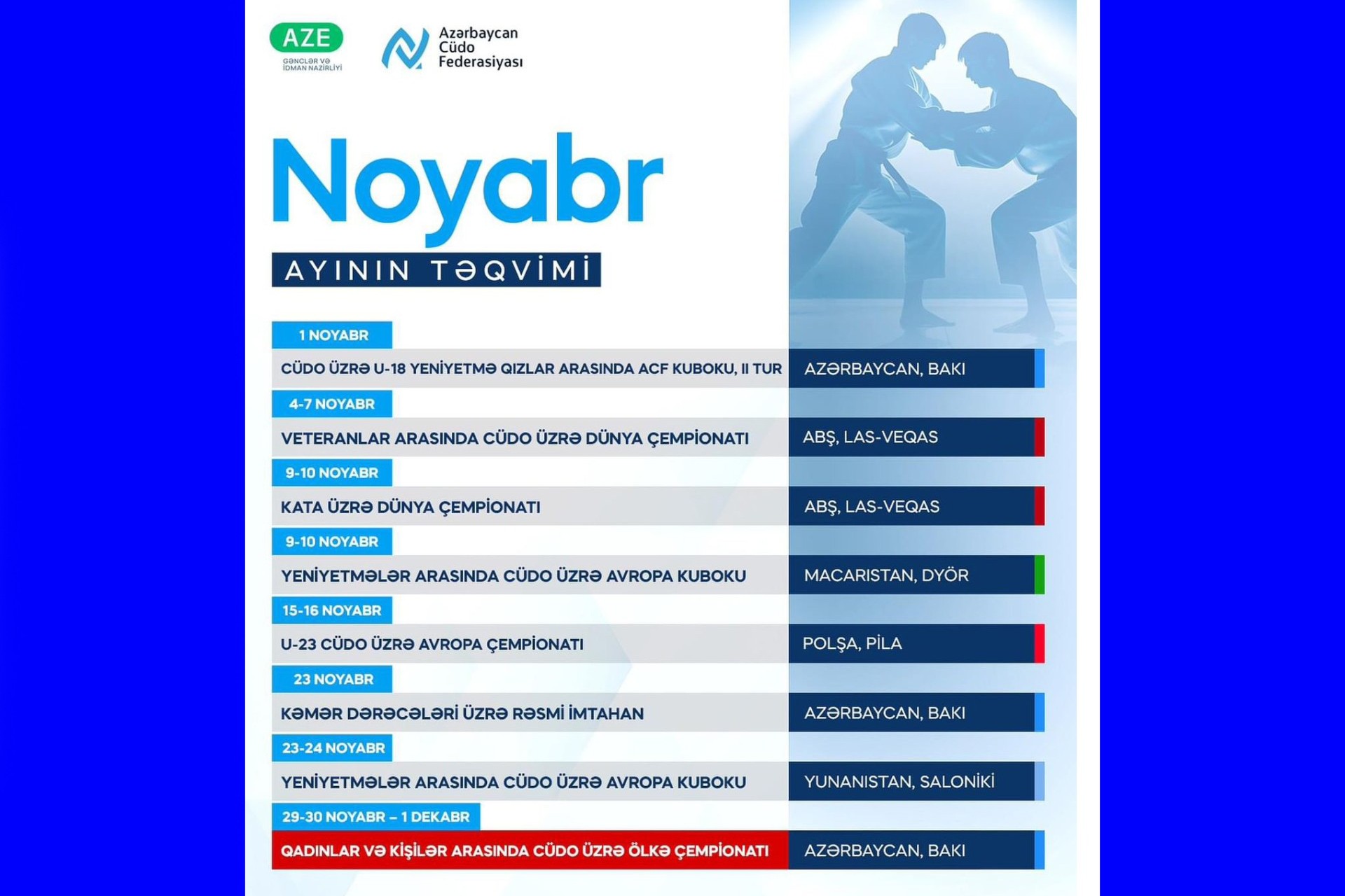 From Las Vegas to the national championships: November's judo calendar