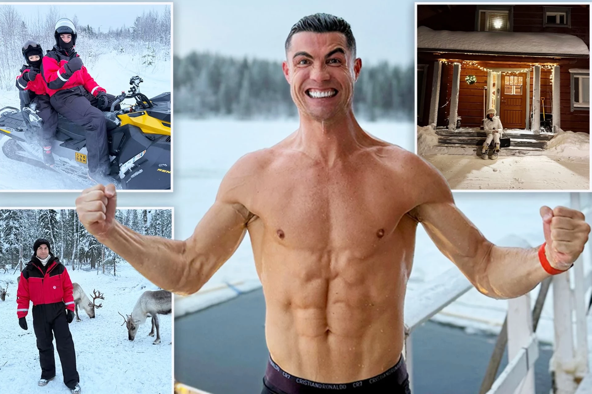 Cristiano Ronaldo meets Santa Claus, takes an icy plunge in Finland - VIDEO