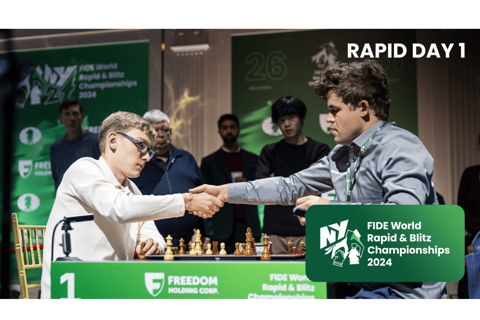 New York surprises: Carlsen defeated, 15-year-old American leads