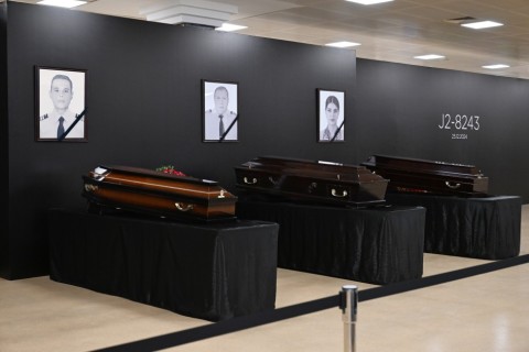 President Ilham Aliyev, First Lady Mehriban Aliyeva attend farewell ceremony for AZAL plane crash crew - PHOTO