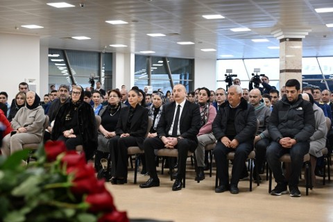 President Ilham Aliyev, First Lady Mehriban Aliyeva attend farewell ceremony for AZAL plane crash crew - PHOTO