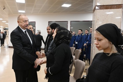 President Ilham Aliyev, First Lady Mehriban Aliyeva attend farewell ceremony for AZAL plane crash crew - PHOTO