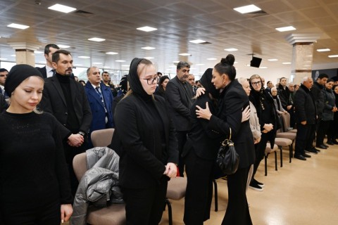 President Ilham Aliyev, First Lady Mehriban Aliyeva attend farewell ceremony for AZAL plane crash crew - PHOTO