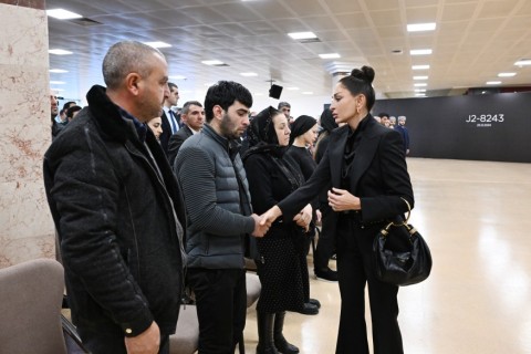 President Ilham Aliyev, First Lady Mehriban Aliyeva attend farewell ceremony for AZAL plane crash crew - PHOTO