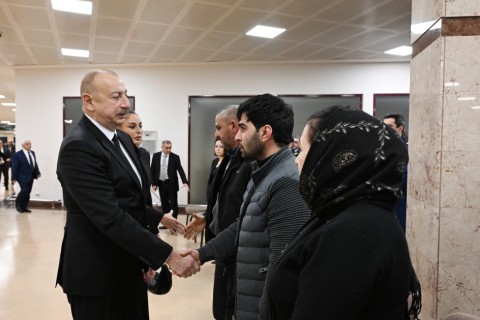 President Ilham Aliyev, First Lady Mehriban Aliyeva attend farewell ceremony for AZAL plane crash crew - PHOTO