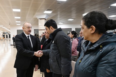President Ilham Aliyev, First Lady Mehriban Aliyeva attend farewell ceremony for AZAL plane crash crew - PHOTO