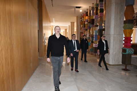 President Ilham Aliyev reviews works at “Lakeside” Hotel and Ski Club construction within Shahdag Tourism Complex - PHOTO