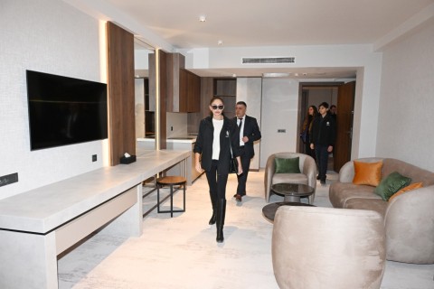 President Ilham Aliyev reviews works at “Lakeside” Hotel and Ski Club construction within Shahdag Tourism Complex - PHOTO