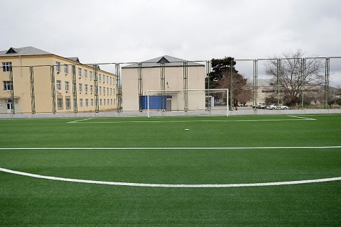 Binə stadionunun ot örtüyü yenilənib - FOTO