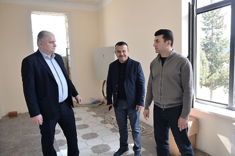 Yevlax şəhər stadionuna baxış keçirilib - FOTO