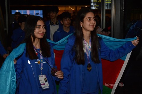 Gimnaziadada 85 medal qazanan Azərbaycan idmançıları Vətənə qayıdıblar - FOTO