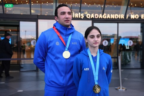 Добившиеся успеха на чемпионате Европы азербайджанские гимнасты вернулись на родину - ФОТО - ВИДЕО
