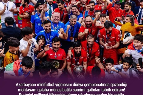 Prezident İlham Əliyevdən dünya çempionu olan yığmamızla bağlı paylaşım - FOTO